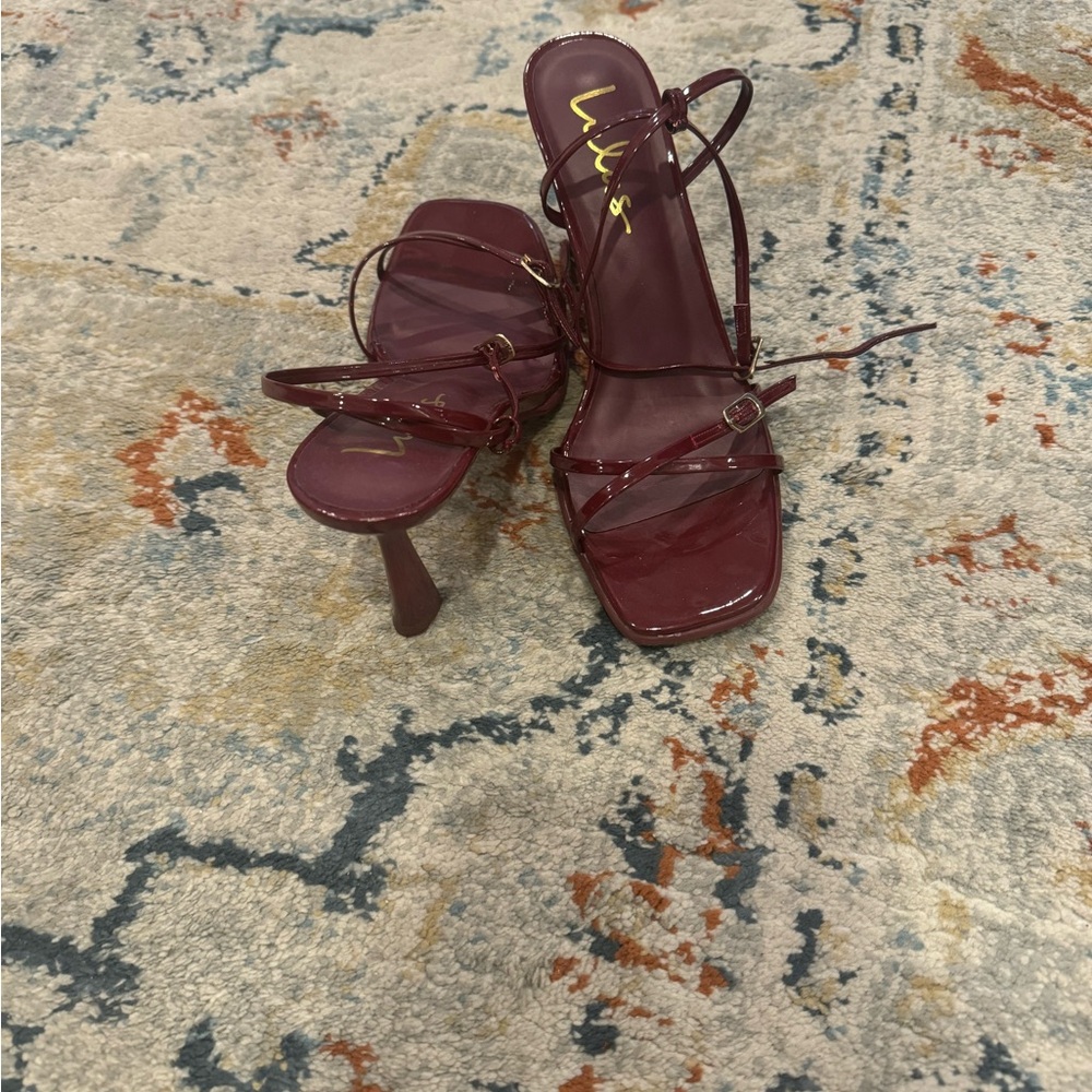 Lulu's Deep Red Strappy Heels - Picture 2 of 3